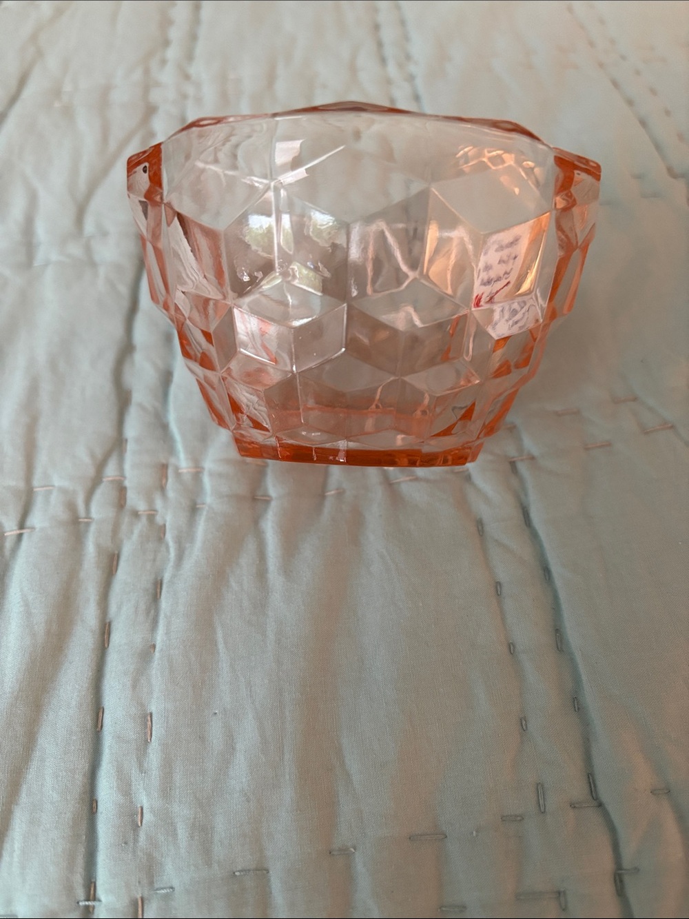 Vintage Pink Pressed Glass Dessert Bowl and Saucer - Picture 4 of 4